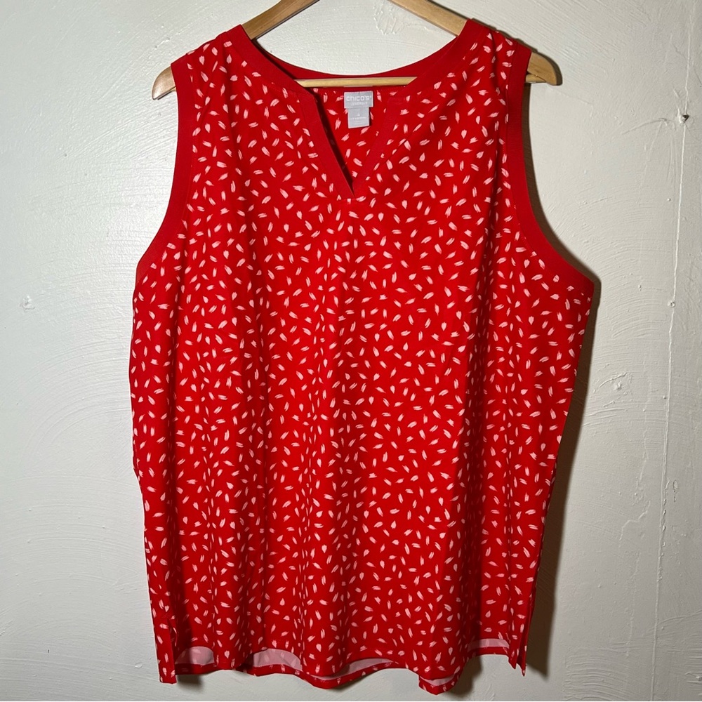 Chico's Zenergy Red White Sleeveless Top (4) 20/22